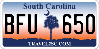SC license plate BFU650