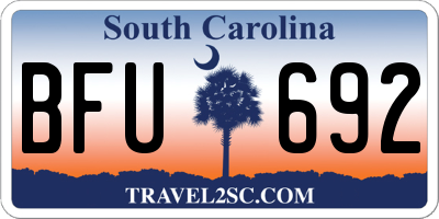 SC license plate BFU692
