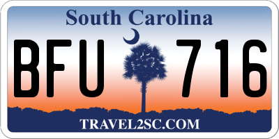 SC license plate BFU716