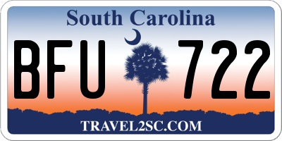 SC license plate BFU722