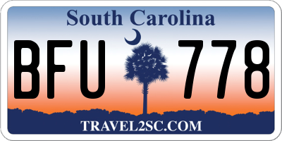 SC license plate BFU778