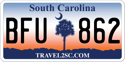 SC license plate BFU862