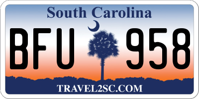 SC license plate BFU958
