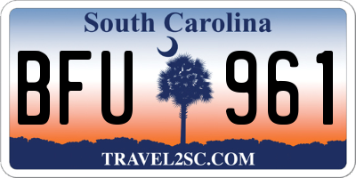 SC license plate BFU961