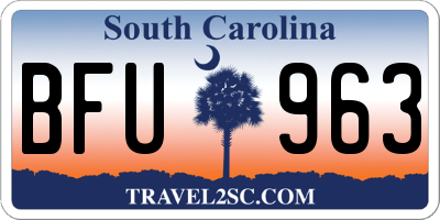 SC license plate BFU963