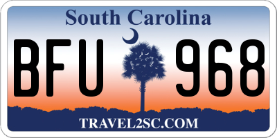 SC license plate BFU968
