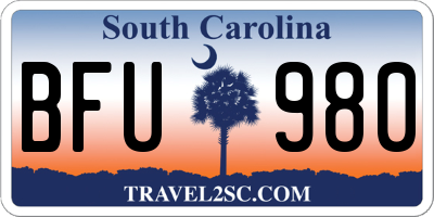 SC license plate BFU980