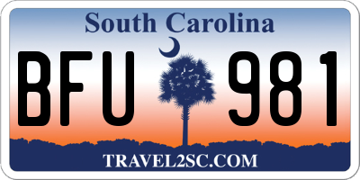 SC license plate BFU981
