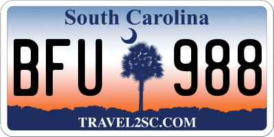 SC license plate BFU988