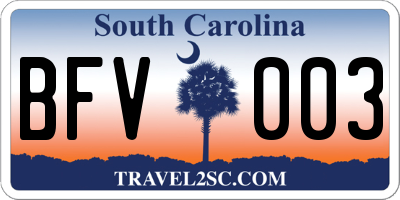 SC license plate BFV003
