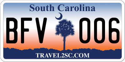 SC license plate BFV006