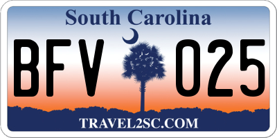 SC license plate BFV025