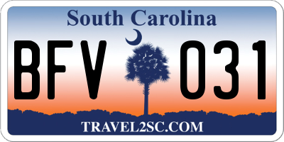 SC license plate BFV031