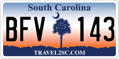 SC license plate BFV143