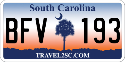 SC license plate BFV193