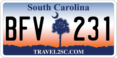 SC license plate BFV231