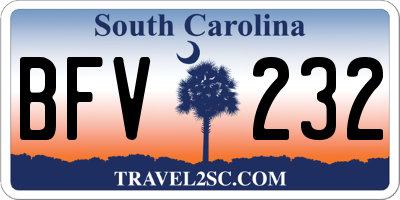 SC license plate BFV232