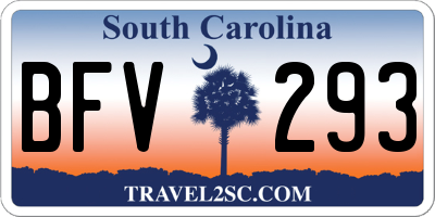 SC license plate BFV293