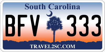 SC license plate BFV333