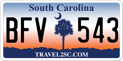 SC license plate BFV543