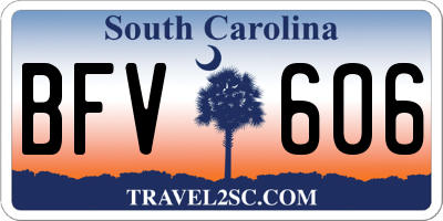 SC license plate BFV606