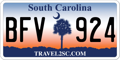 SC license plate BFV924