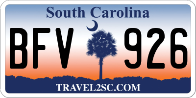 SC license plate BFV926