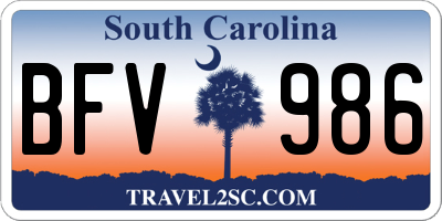 SC license plate BFV986
