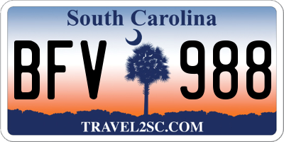 SC license plate BFV988