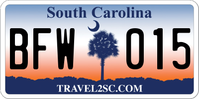 SC license plate BFW015