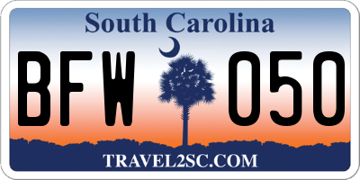 SC license plate BFW050