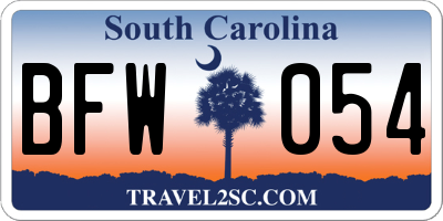 SC license plate BFW054
