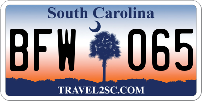 SC license plate BFW065