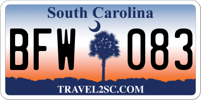SC license plate BFW083