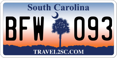 SC license plate BFW093