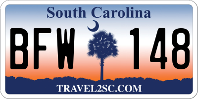 SC license plate BFW148