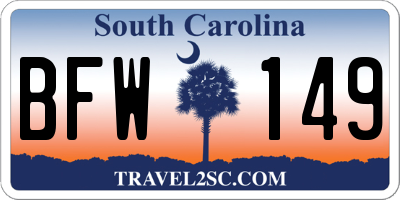 SC license plate BFW149