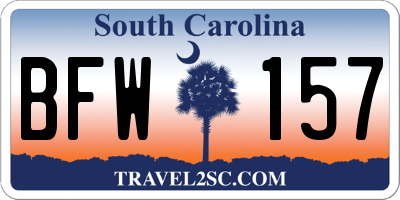 SC license plate BFW157