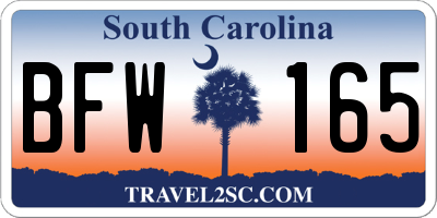 SC license plate BFW165