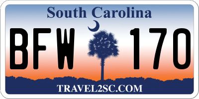 SC license plate BFW170