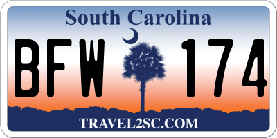 SC license plate BFW174