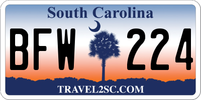 SC license plate BFW224