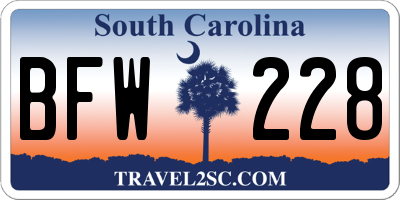 SC license plate BFW228