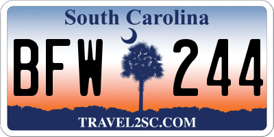 SC license plate BFW244