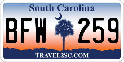 SC license plate BFW259