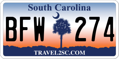 SC license plate BFW274