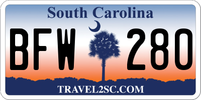 SC license plate BFW280
