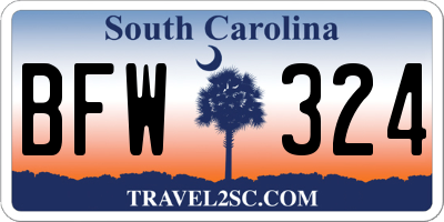 SC license plate BFW324