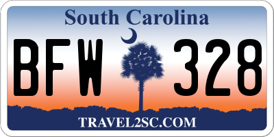 SC license plate BFW328