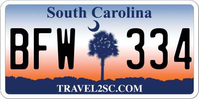 SC license plate BFW334